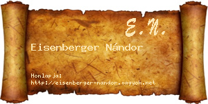 Eisenberger Nándor névjegykártya